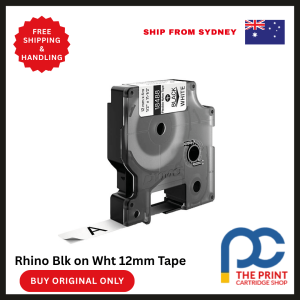 dymo rhino blk on wht 12mm tape