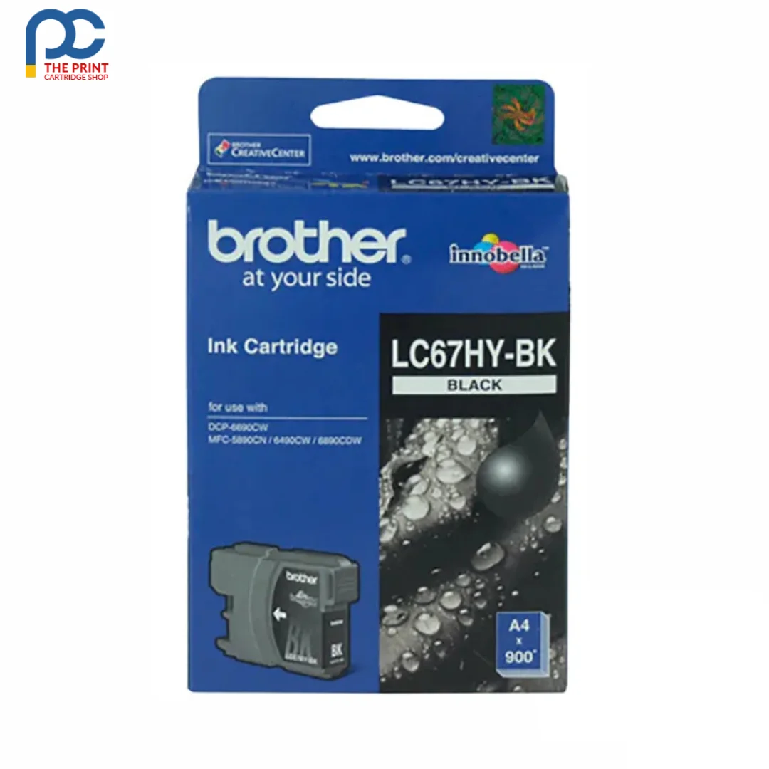 Original Brother LC67HYBK Black Ink Cartridge 900 Pages (LC67HY-BK) 1 Original Brother LC67HYBK Black Ink Cartridge 900 Pages Genuine OEM Ink for Brother DCP-6690CW MFC-5890CN MFC-6490CW MFC-6890CDW
