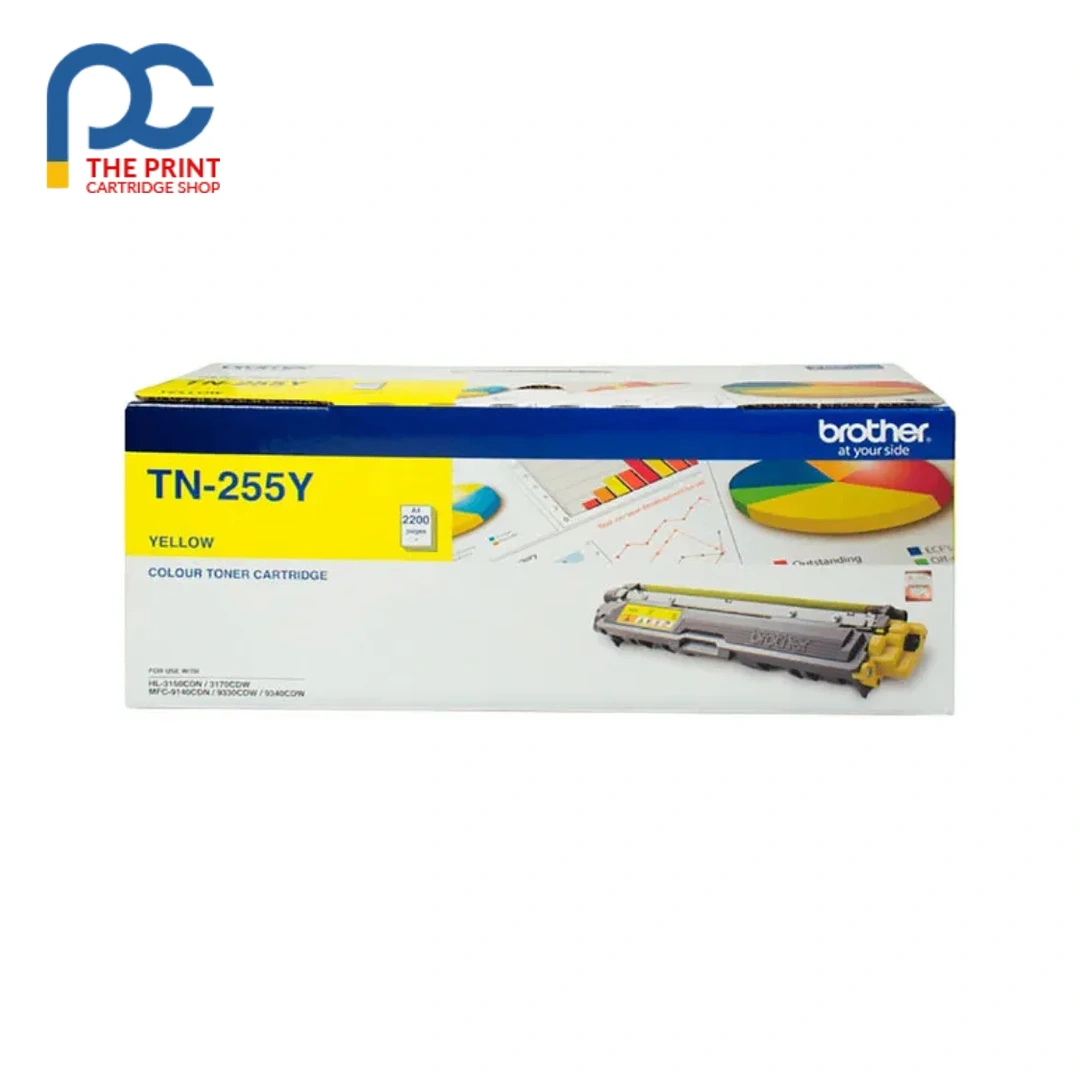 Brother TN-255Y Yellow Toner – Original Brother TN-255Y (TN255Y) Yellow High Yield Toner Cartridge 2,200 pages