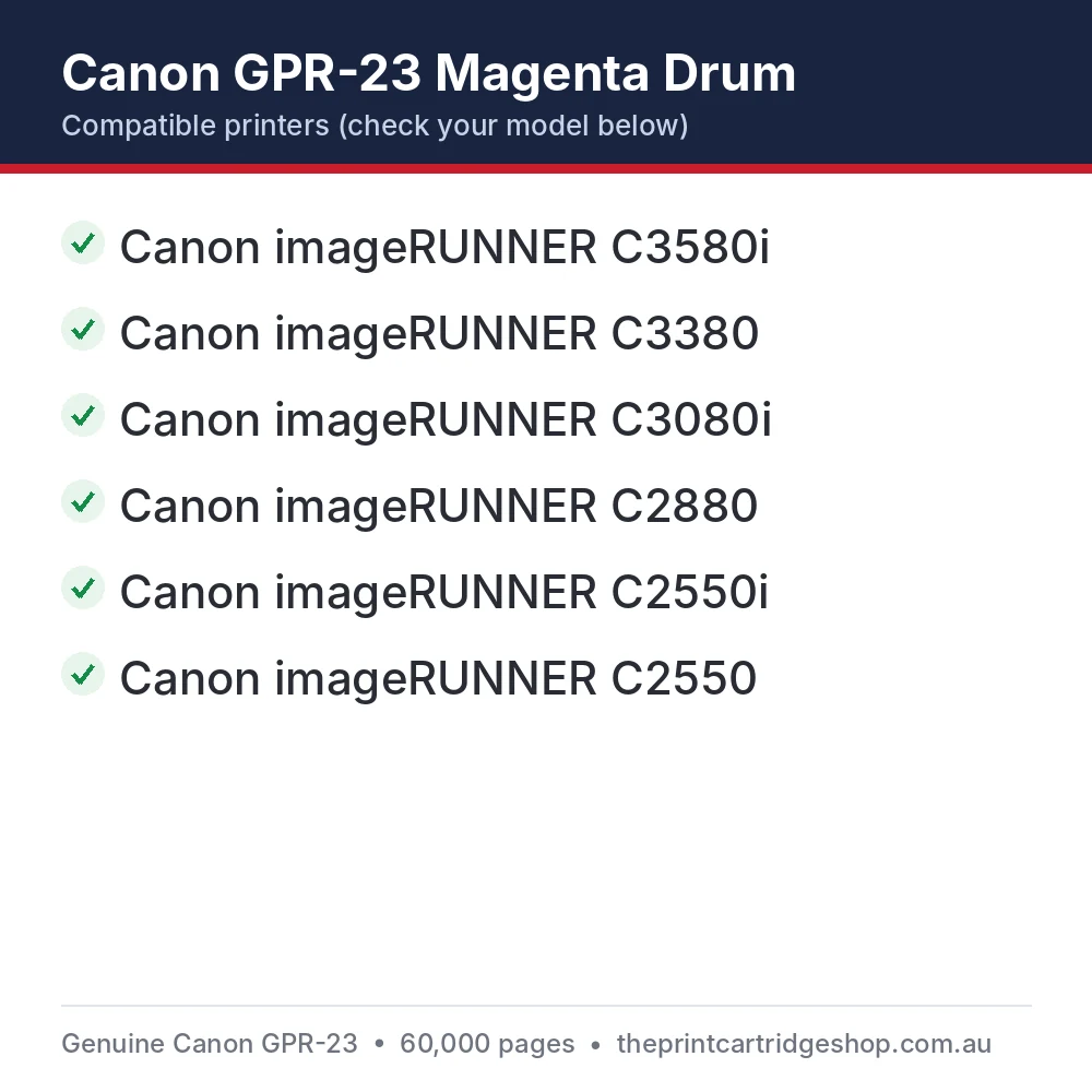 Canon GPR-23 Magenta Drum compatible printers list