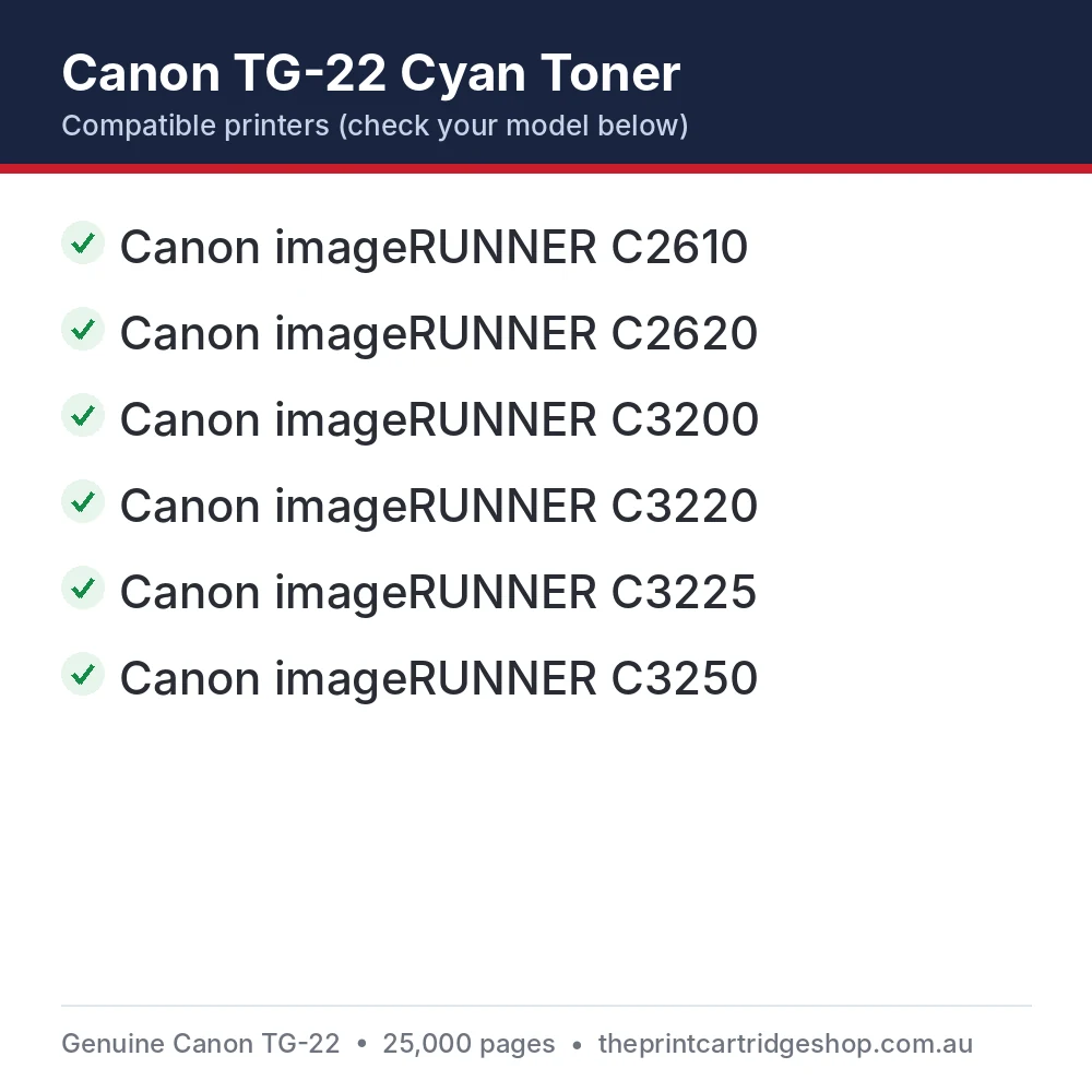 Canon TG-22 Cyan Toner compatible printers list